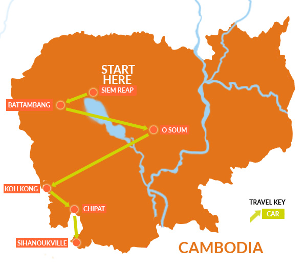 Cambodia Dirt Bike tour map