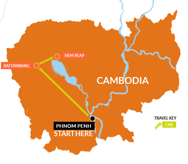 Cultural Cambodia tour map