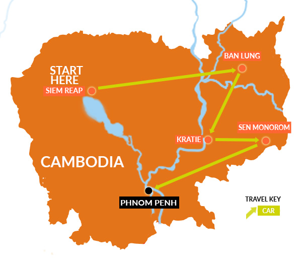 Cambodia Discover wildlife tour map