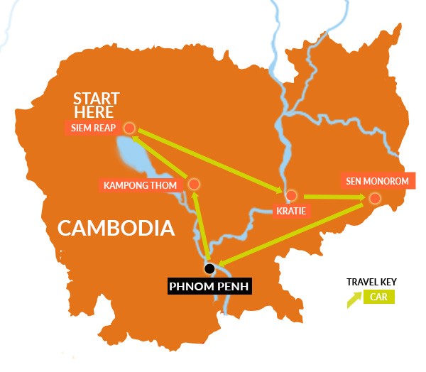 Cambodia group tour map