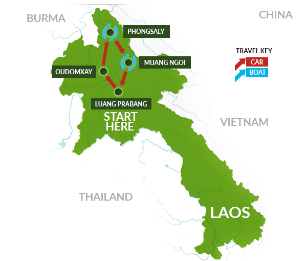 Laos hill tribes tour map