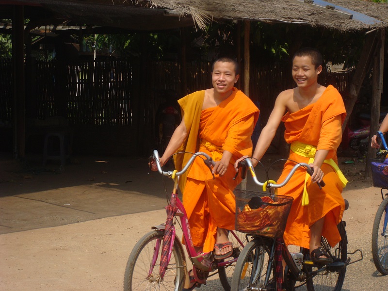 Vang Vieng Monk cycling
