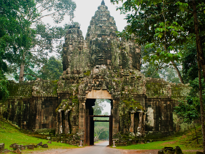 Angkor Thom gate at Angkor Wat Archaeological park