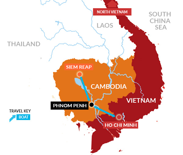 River cruises in Cambodia & Vietnam map