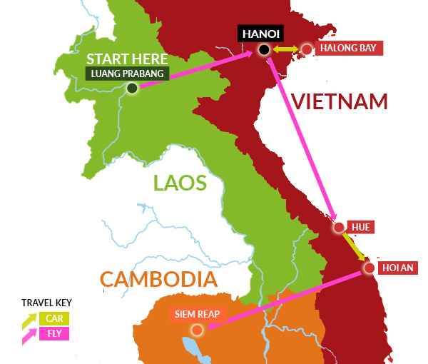 Indochina Tour Map