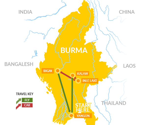 Myanmar Birding Tour Map