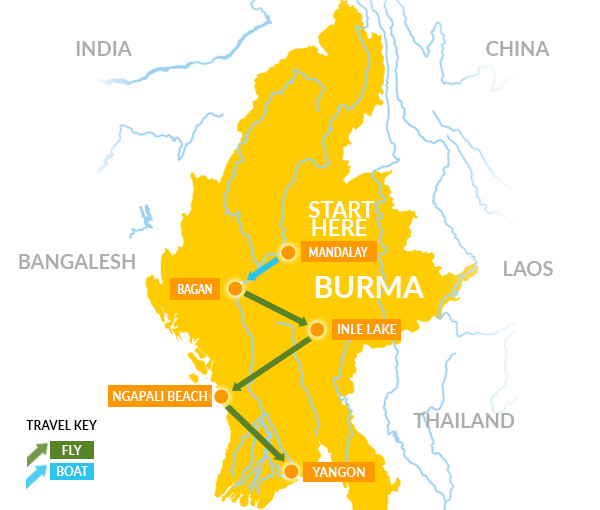 Myanmar Tour Map