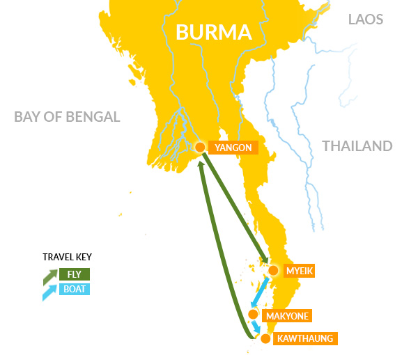 Burma Island Hopping Tour Map