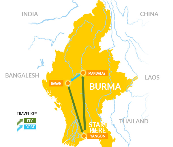 Myanmar uncovered Tour Map