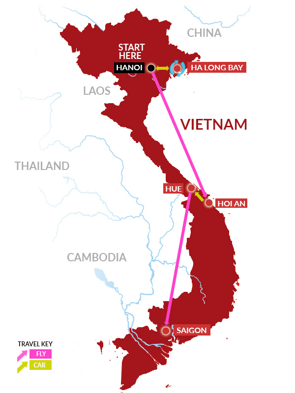 Changing landscapes of Vietnam tour map