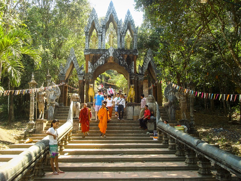 Phnom Kulen stairs leading to Buddha statue