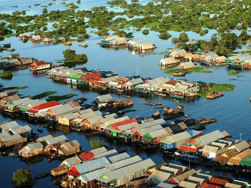 Arial view of the floating villages