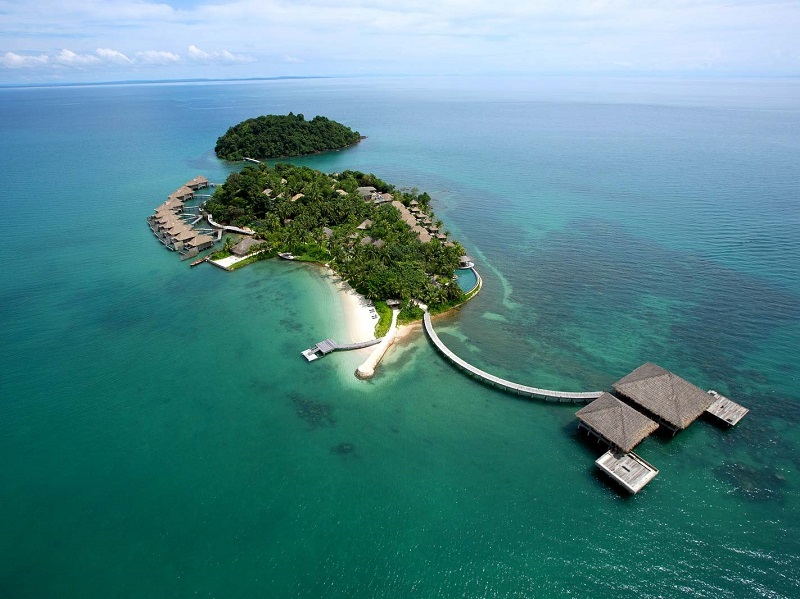 Arial view of luxury island Song Saa