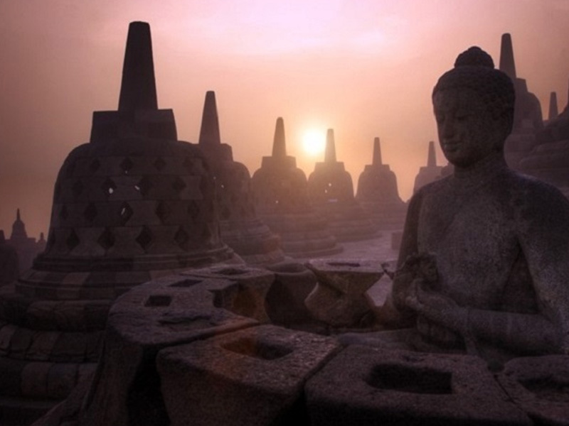 Sun rising over Borobudur tour