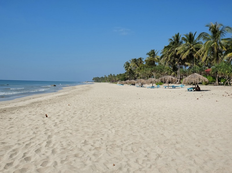 Relax on the fine white sand of Ngwe Saung Beach