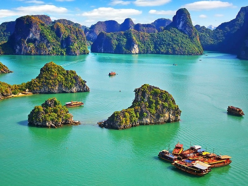 Panoramic view of Ha Long Bay