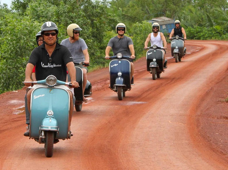 Riding Vespa to the market