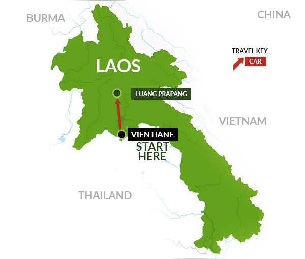 Laos golf tour map