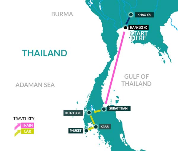 map of thailand group tour