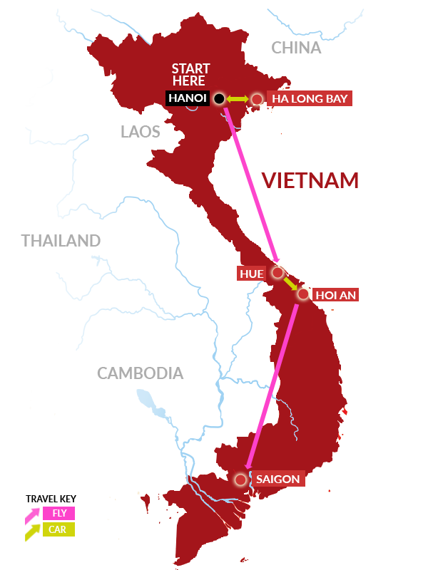 Ride & Row Vietnam Adventure Tour Map