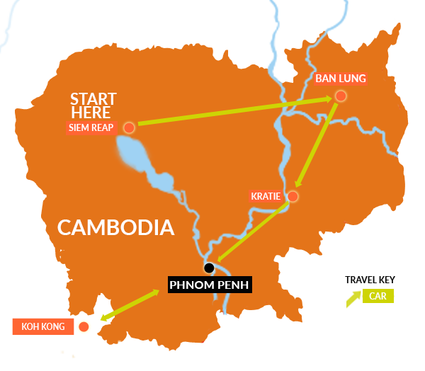 Couples Cambodia Tour map